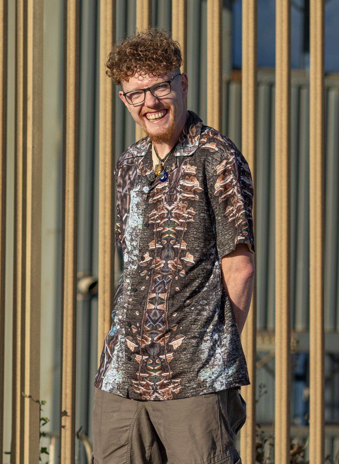 Unisex button shirt - Fungal Interface Organisms Print - Psychedelic Voyager Art Collection