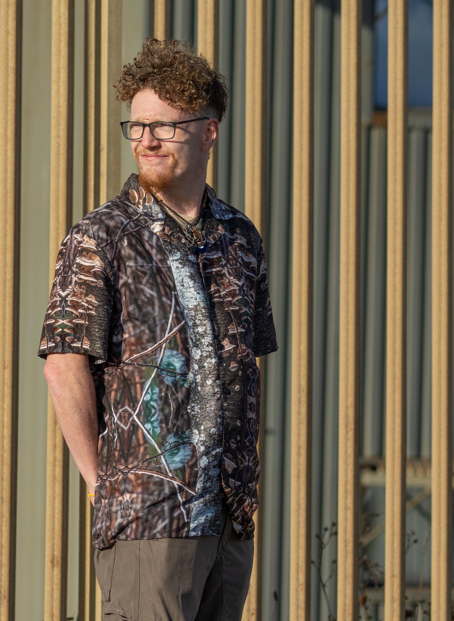 Unisex button shirt - Fungal Interface Organisms Print - Psychedelic Voyager Art Collection