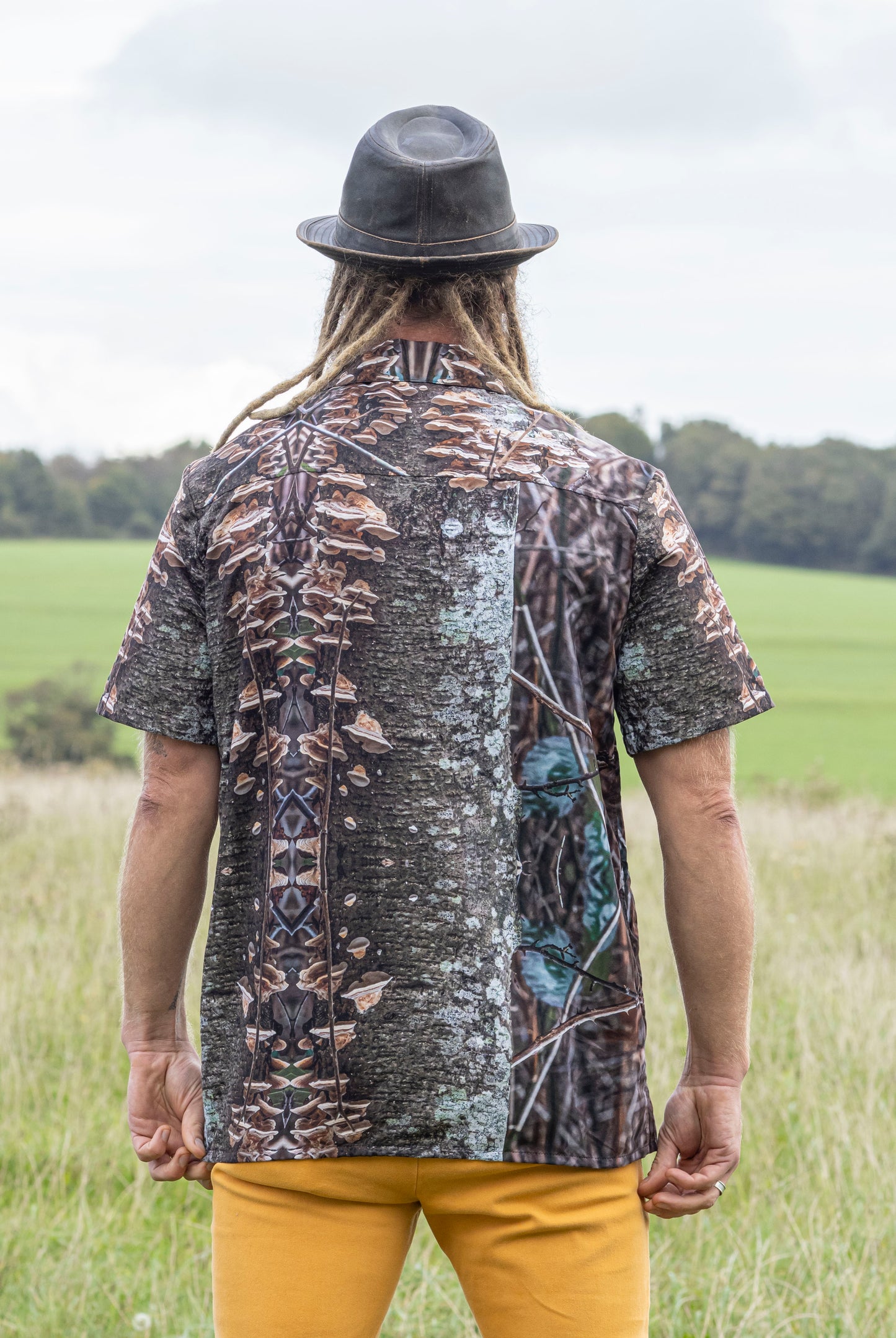 Unisex button shirt - Fungal Interface Organisms Print - Psychedelic Voyager Art Collection