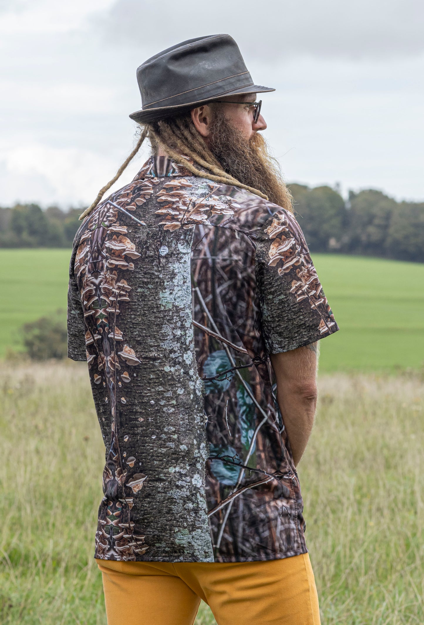 Unisex button shirt - Fungal Interface Organisms Print - Psychedelic Voyager Art Collection