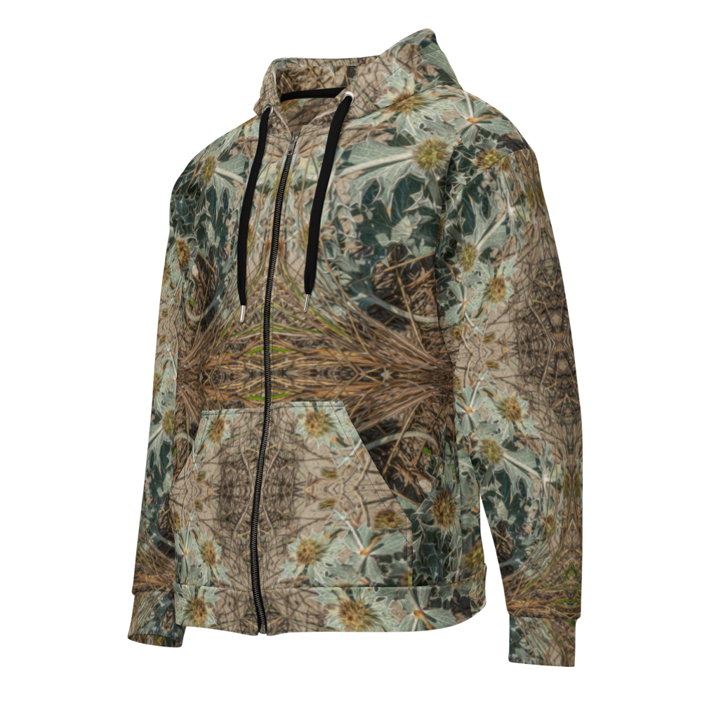 Unisex Zip Hoodie - Lysergic Journeys Sea Holly #2 Print - Psychedelic Voyager Art Collection