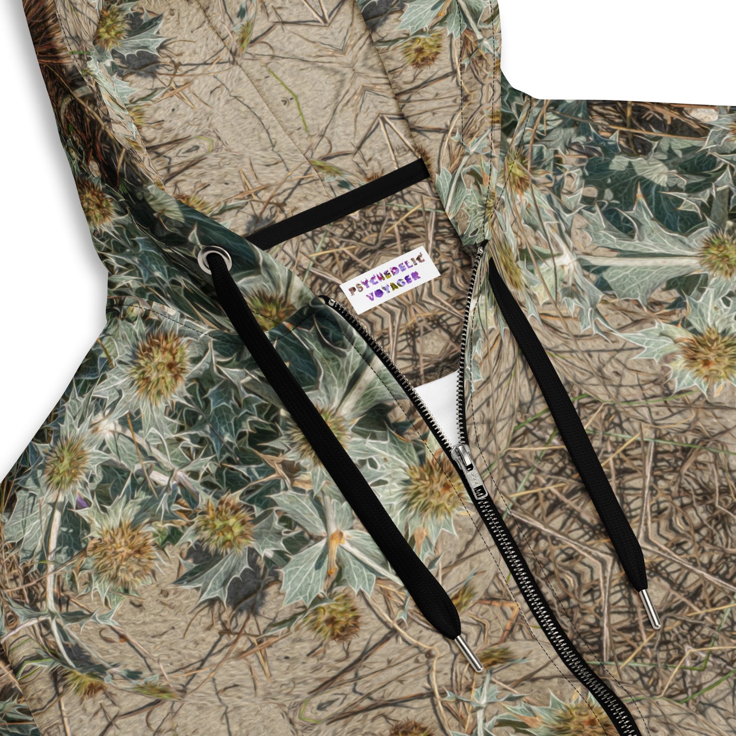 Unisex Zip Hoodie - Lysergic Journeys Sea Holly - Psychedelic Voyager Art Collection