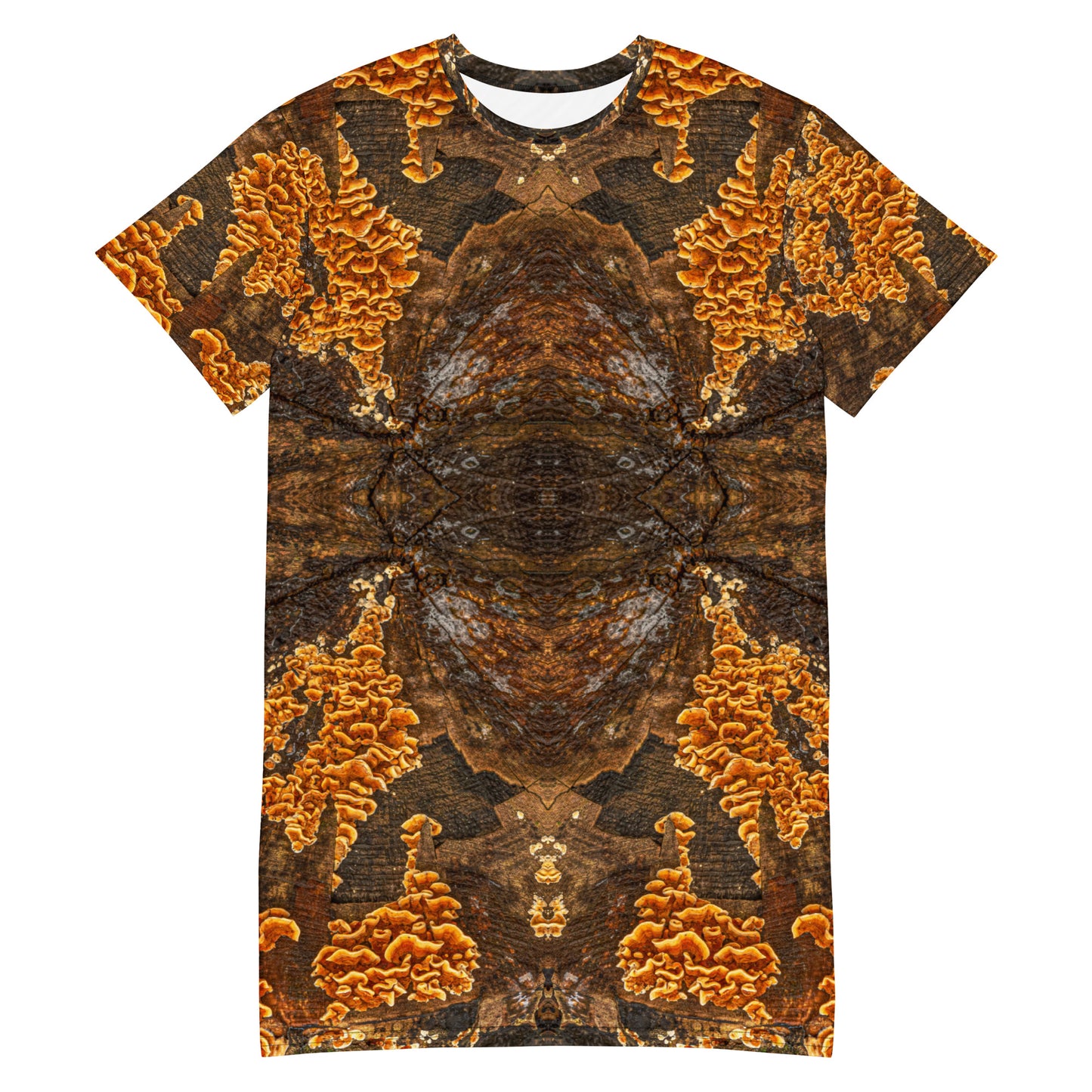 T-Shirt Dress - Tribal Fungal Symphony Print - Psychedelic Voyager Art Collection