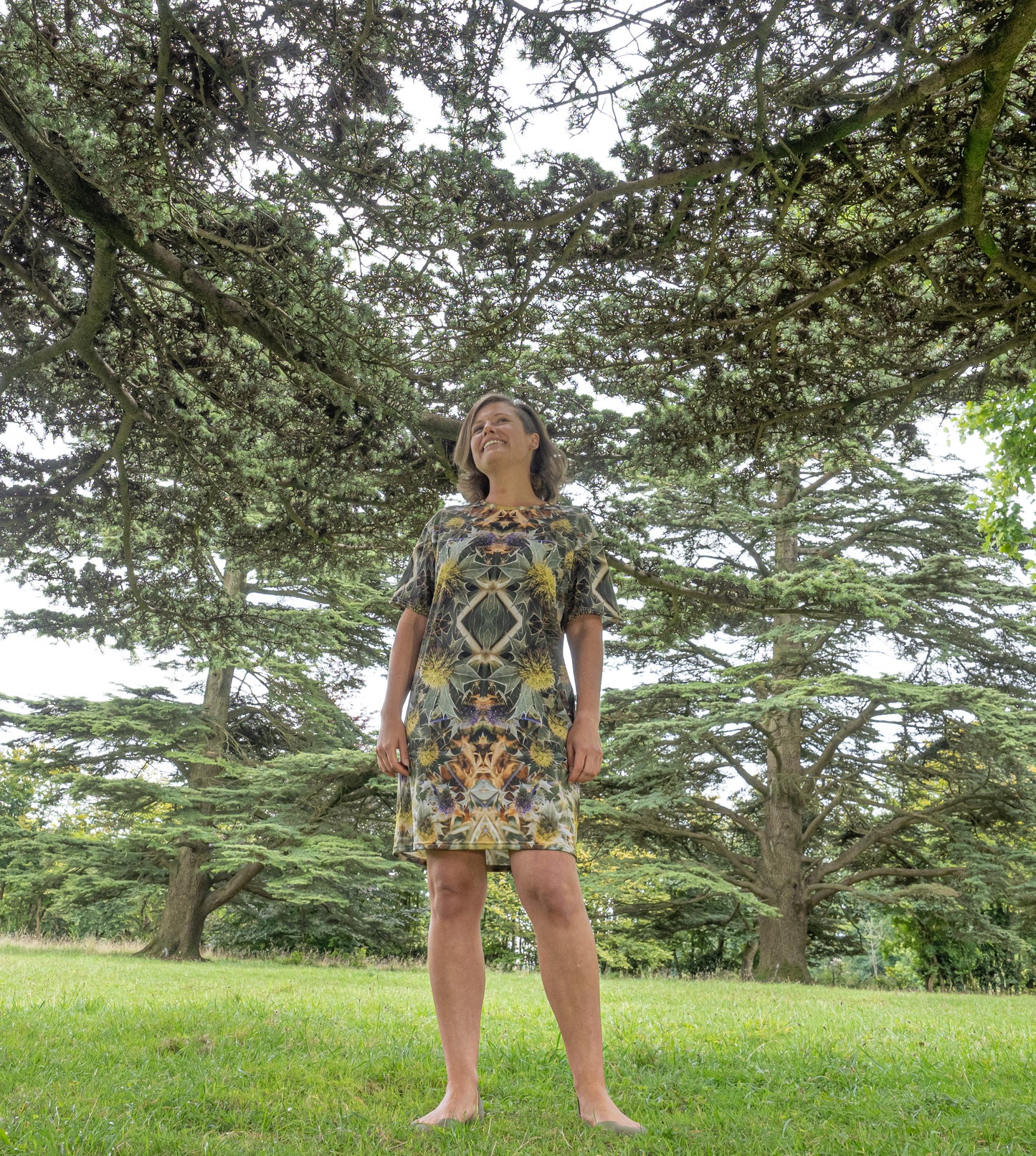 T-Shirt Dress - Sea Holly Matrix Print - Psychedelic Voyager Art Collection