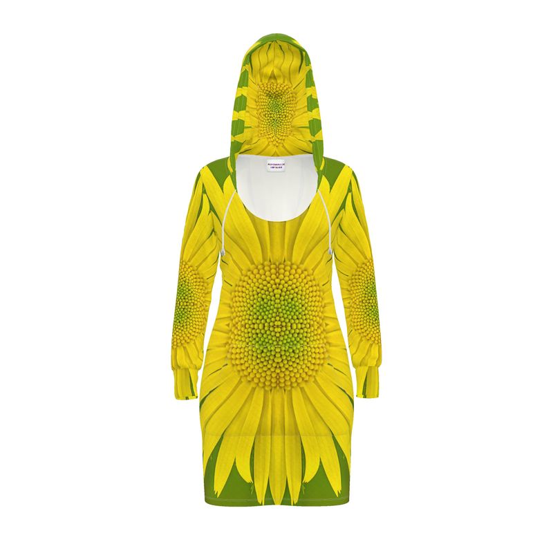 Hoodie Dress - Leopards Bane Easter Daisy Print - Psychedelic Voyager Art Collection