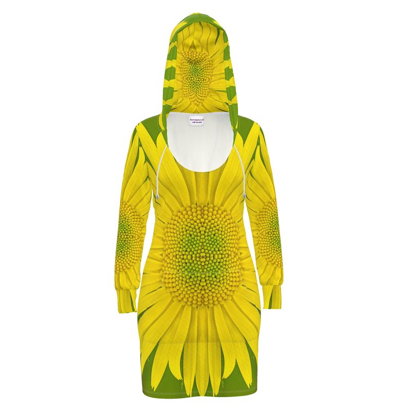 Hoodie Dress - Leopards Bane Easter Daisy Print - Psychedelic Voyager Art Collection