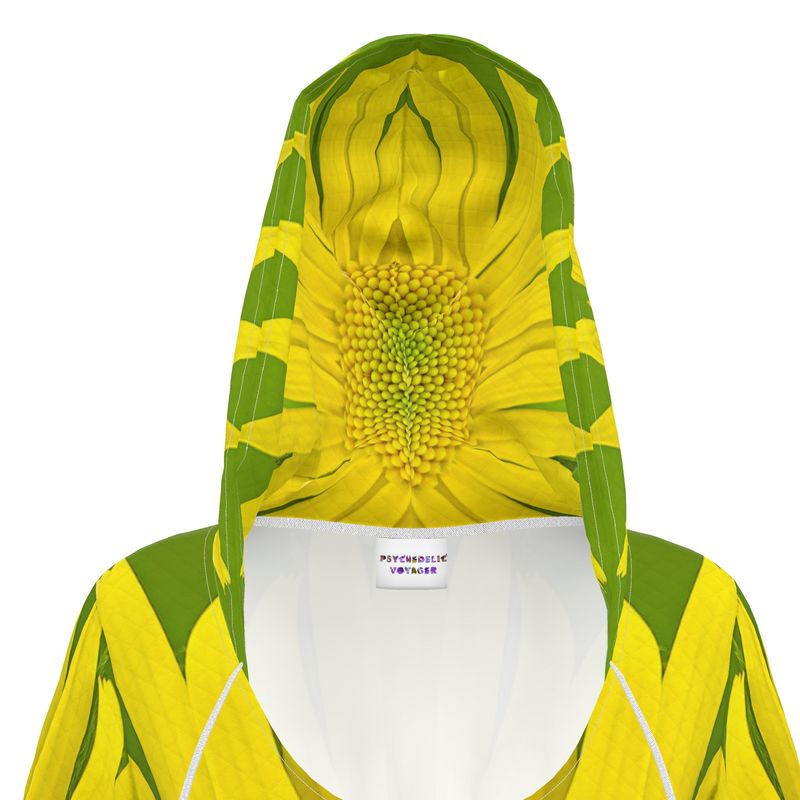 Hoodie Dress - Leopards Bane Easter Daisy Print - Psychedelic Voyager Art Collection