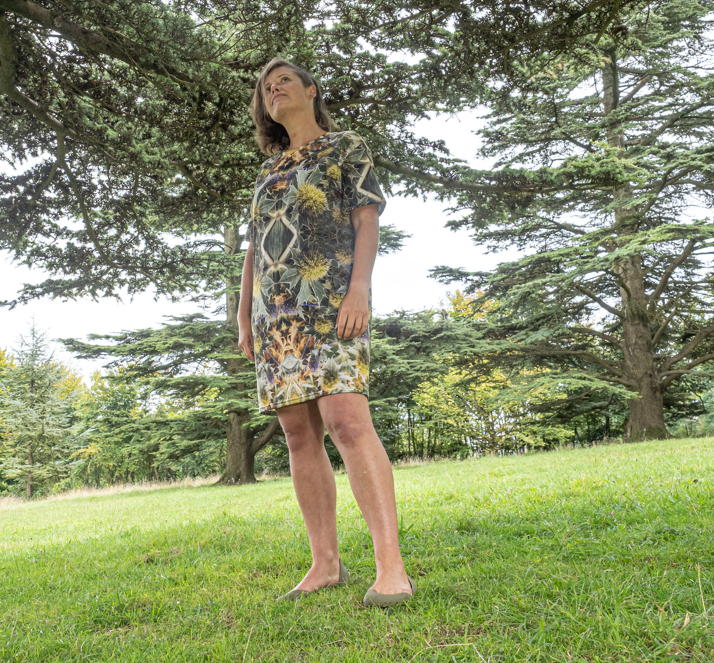 T-Shirt Dress - Sea Holly Matrix Print - Psychedelic Voyager Art Collection