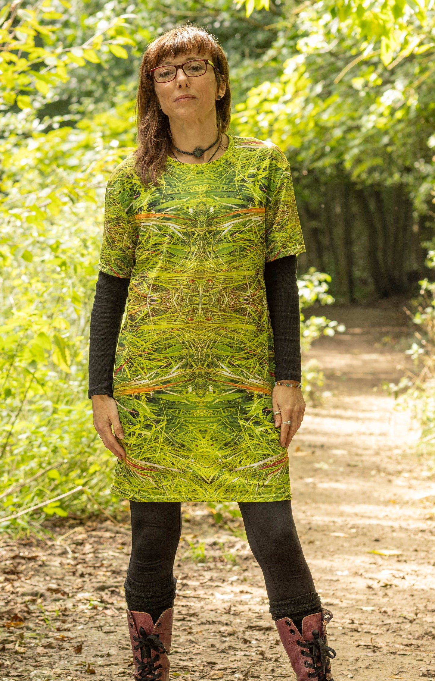 T-Shirt Dress - Grass is Greener #2 Print - Psychedelic Voyager Art Collection -