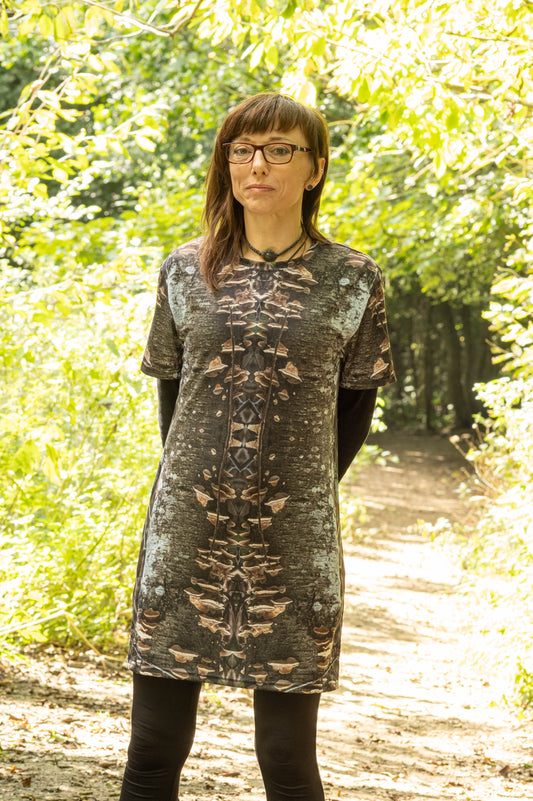 T-Shirt Dress - Fungal Interface Organisms Print - Psychedelic Voyager Art Collection