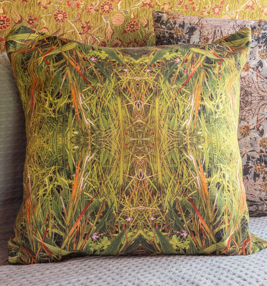 Premium Pillow Grass Is Greener Print - Psychedelic Voyager Art Collection