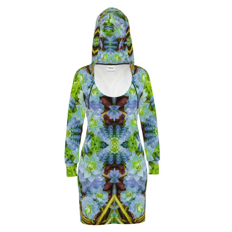 Hoodie Dress - Myrtle Spurge Print - psychedelic Voyager Art Collection