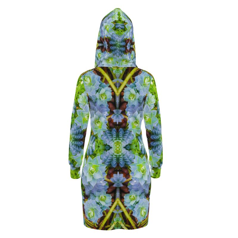 Hoodie Dress - Myrtle Spurge Print - psychedelic Voyager Art Collection