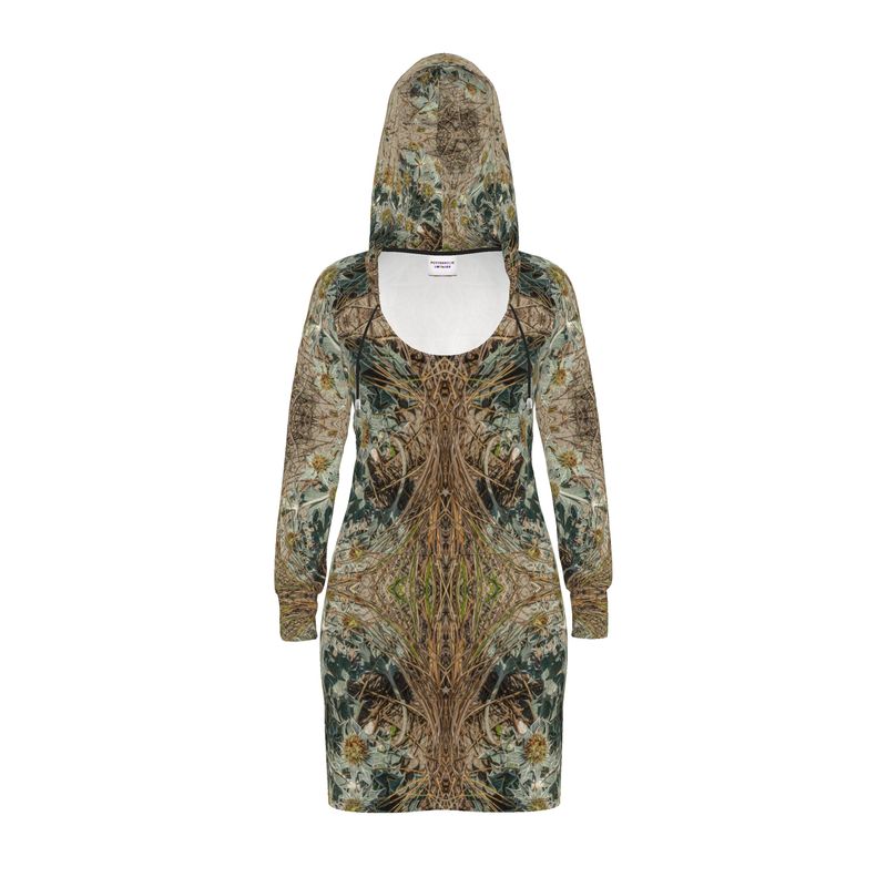 Hoodie Dress - Lysergic Journey Sea Holly Print - Psychedelic Voyager Art Collection