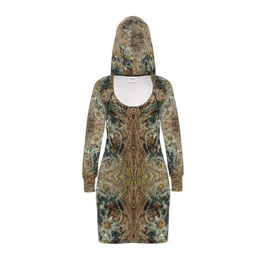 Hoodie Dress - Lysergic Journey Sea Holly Print - Psychedelic Voyager Art Collection