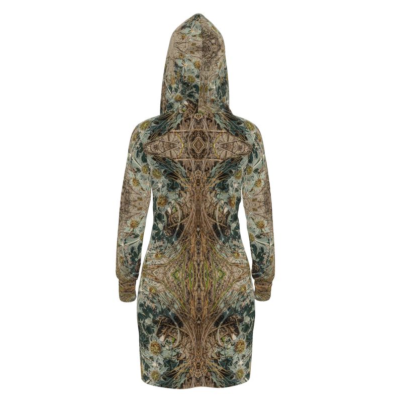 Hoodie Dress - Lysergic Journey Sea Holly Print - Psychedelic Voyager Art Collection