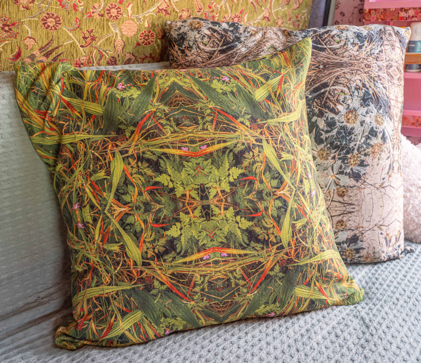 Premium Pillow Grass Is Greener Print - Psychedelic Voyager Art Collection