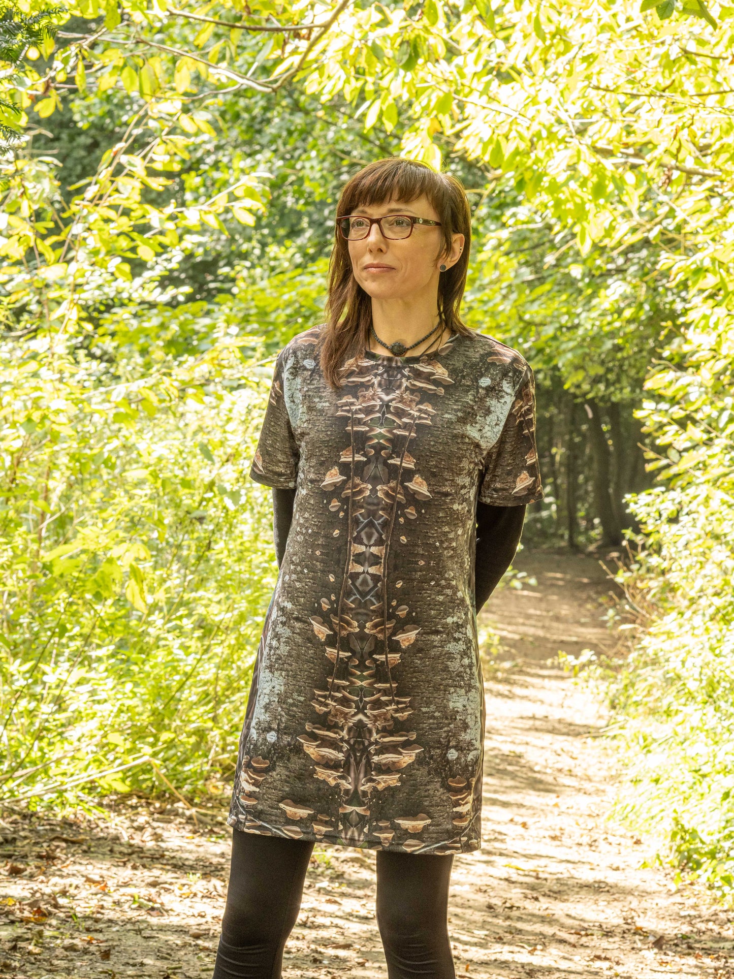 T-Shirt Dress - Fungal Interface Organisms Print - Psychedelic Voyager Art Collection