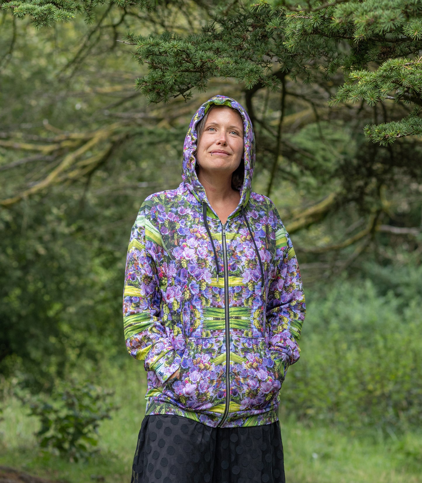 Unisex Zip Hoodie - Echium Pink Fountain #1 Print - Psychedelic Voyager Art Collection -