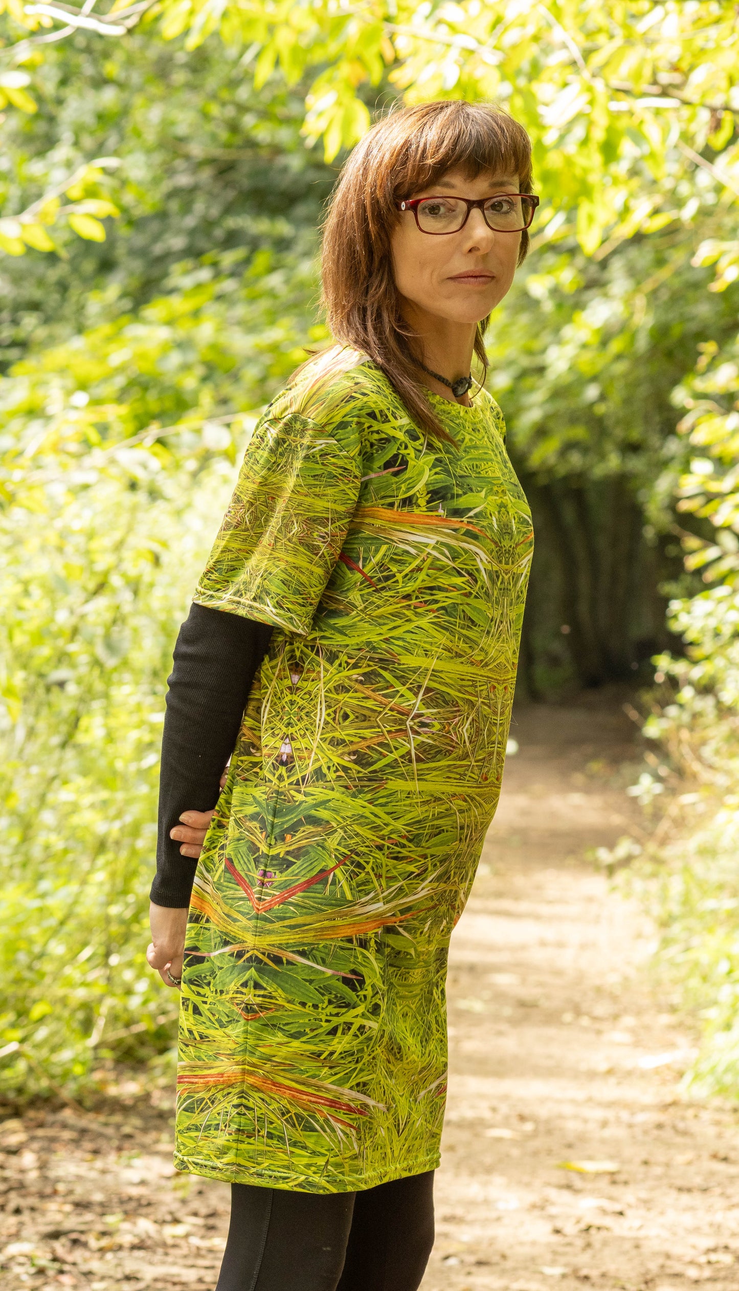 T-Shirt Dress - Grass is Greener #2 Print - Psychedelic Voyager Art Collection -