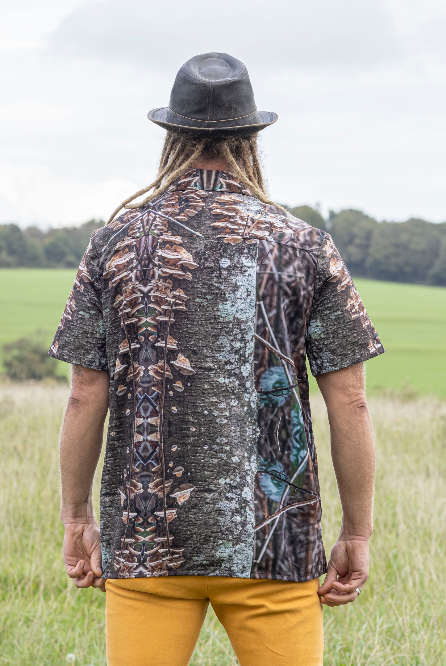 Unisex button shirt -  Fungal Interface Organisms Print - Psychedelic Voyager Art Collection