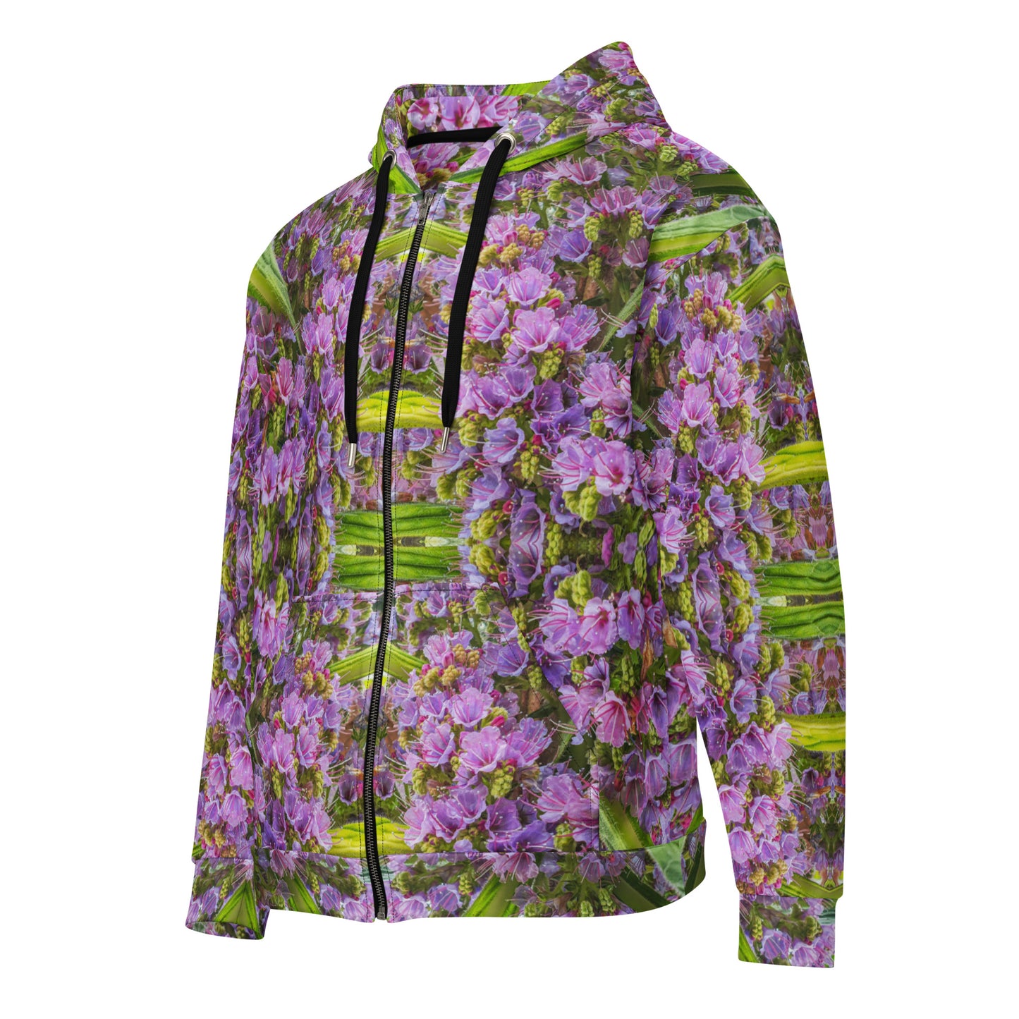 Unisex Zip Hoodie - Echium Pink Fountain #1 Print - Psychedelic Voyager Art Collection -