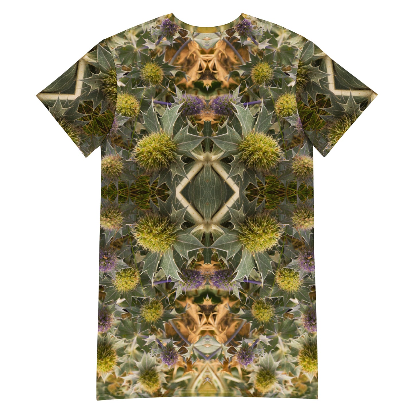 T-Shirt Dress - Sea Holly Matrix Print - Psychedelic Voyager Art Collection