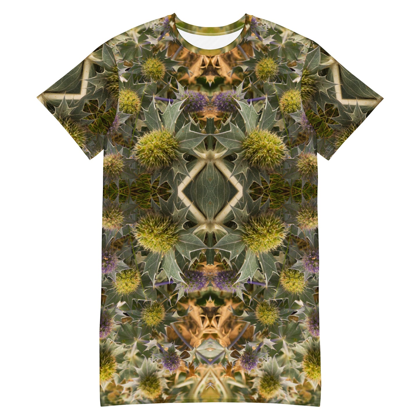 T-Shirt Dress - Sea Holly Matrix Print - Psychedelic Voyager Art Collection