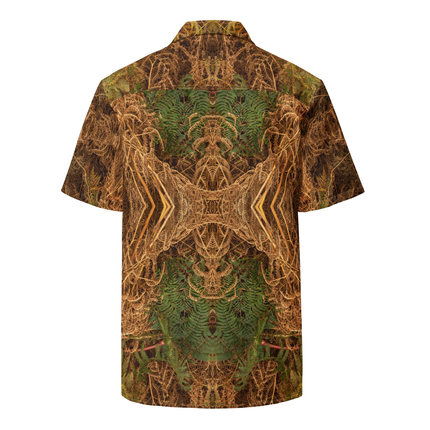 Unisex Button Shirt - Fern Synergy Life & Decay Print - Psychedelic Voyager Art Collection -