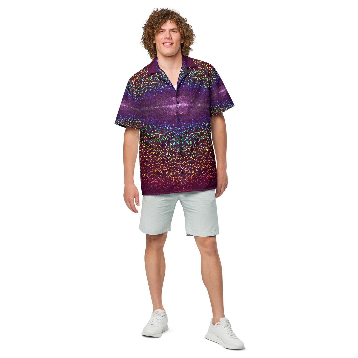 Unisex Button Shirt - Infinite Iridescent Print - Psychedelic Voyager Art Collection  -