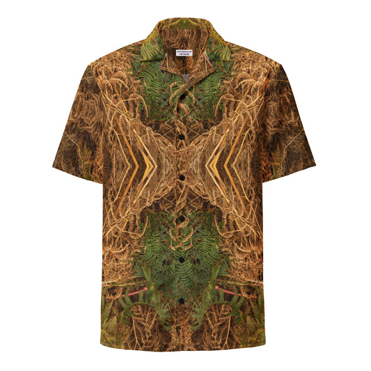 Unisex Button Shirt - Fern Synergy Life & Decay Print - Psychedelic Voyager Art Collection -