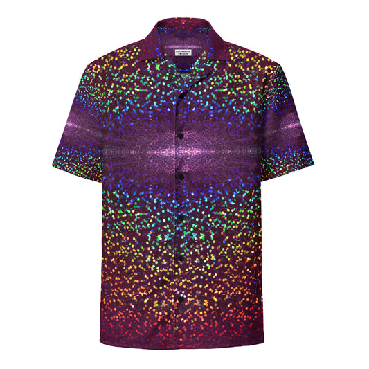 Unisex Button Shirt - Infinite Iridescent Print - Psychedelic Voyager Art Collection  -