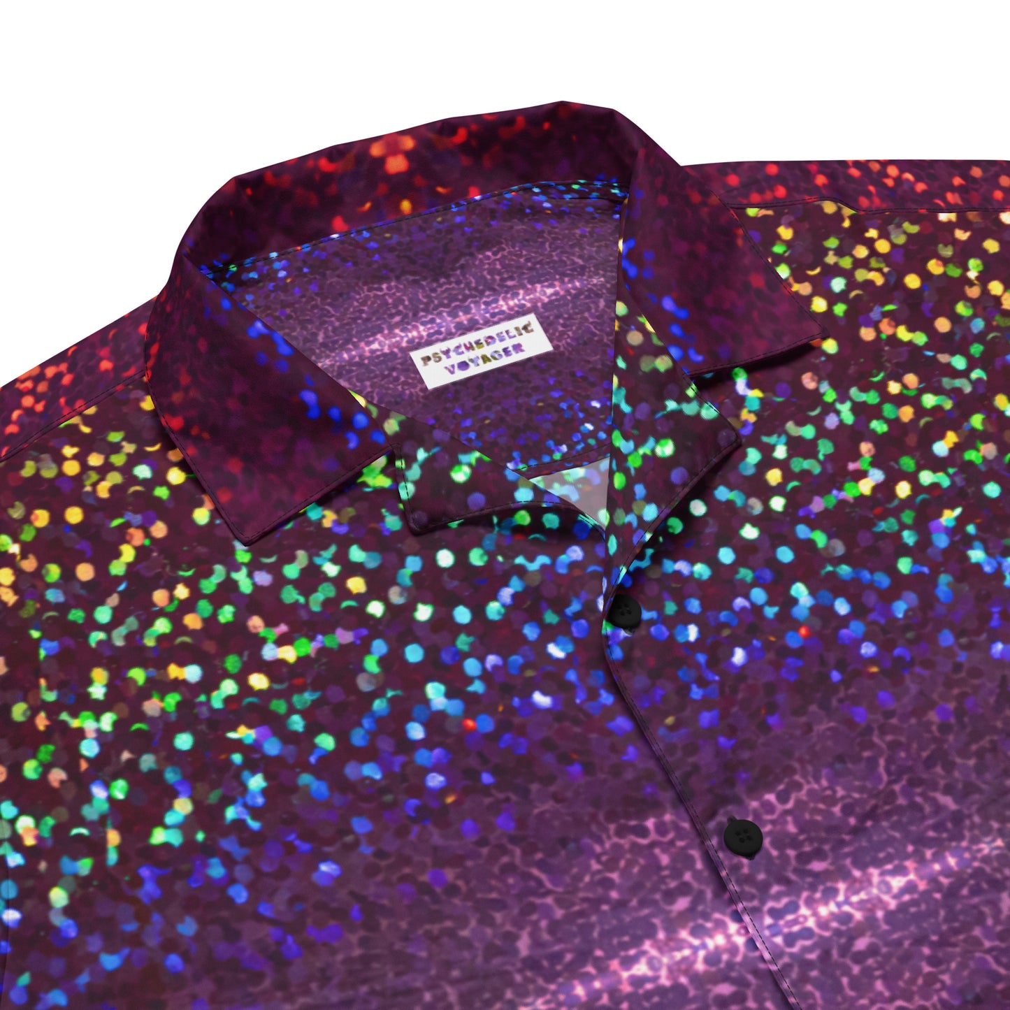 Unisex Button Shirt - Infinite Iridescent Print - Psychedelic Voyager Art Collection  -